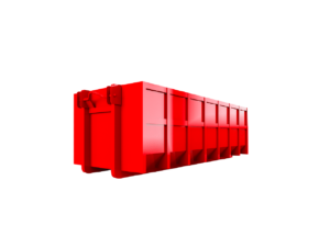 a large red container with a white background